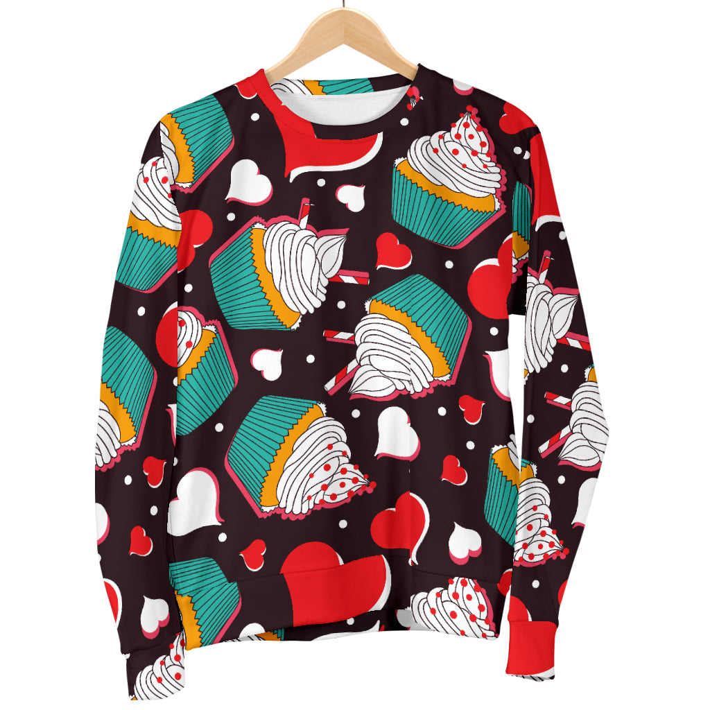 Cupcakes Heart Print Pattern Women Long Sleeve Sweatshirt