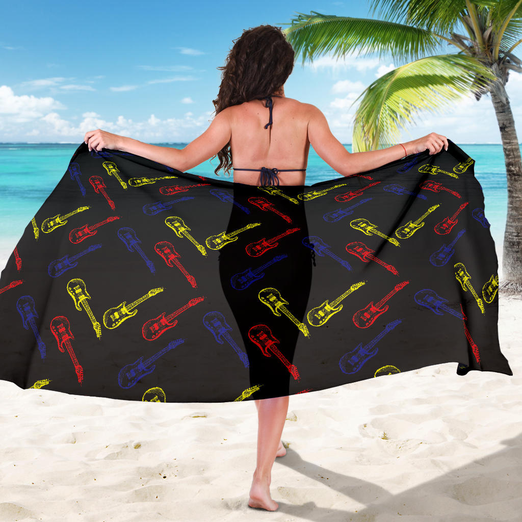 Electric Guitar Pattern Print Design 03 Sarong Pareo Wrap