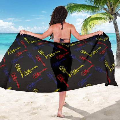 Electric Guitar Pattern Print Design 03 Sarong Pareo Wrap