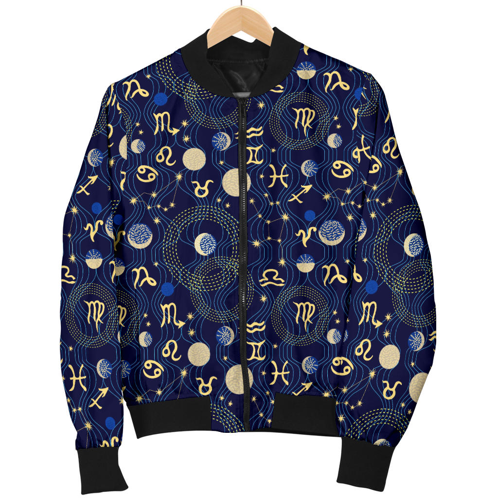 ZodiacThemed Design Print Men Bomber Jacket