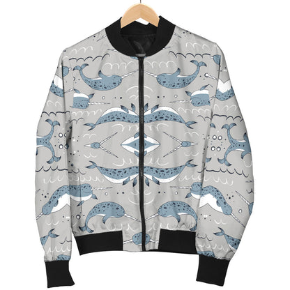Narwhal Pattern Print Men Bomber Jacket