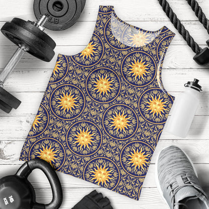 Celestial Gold Sun Face Men Tank Top