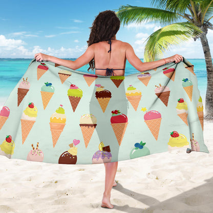 Ice Cream Pattern Print Design 03 Sarong Pareo Wrap