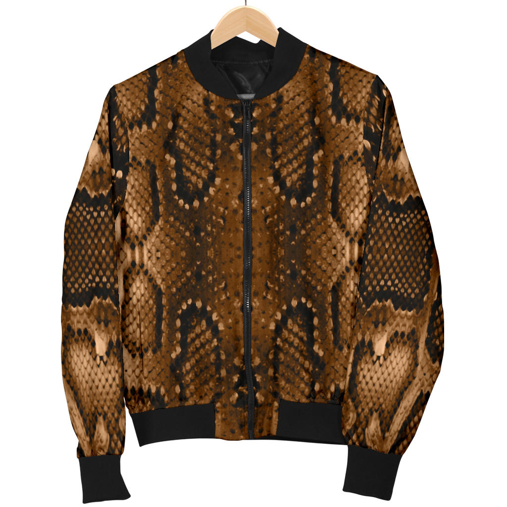 Snake Skin Brown Print Men Bomber Jacket