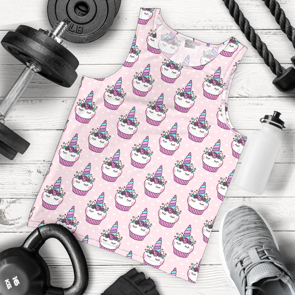 Cupcakes Unicorn Print Pattern Men Tank Top