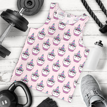 Cupcakes Unicorn Print Pattern Men Tank Top