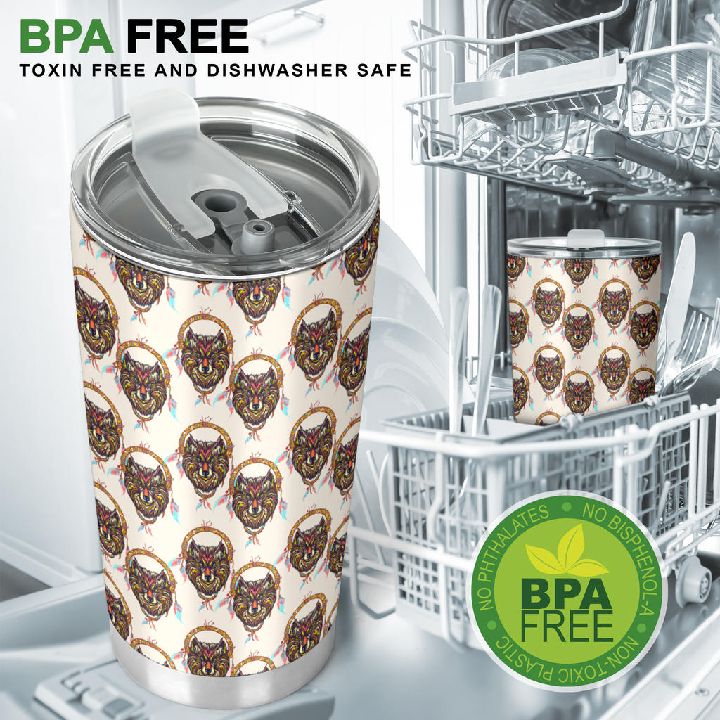 Wolf Tribal Dream Catcher Design Print Tumbler