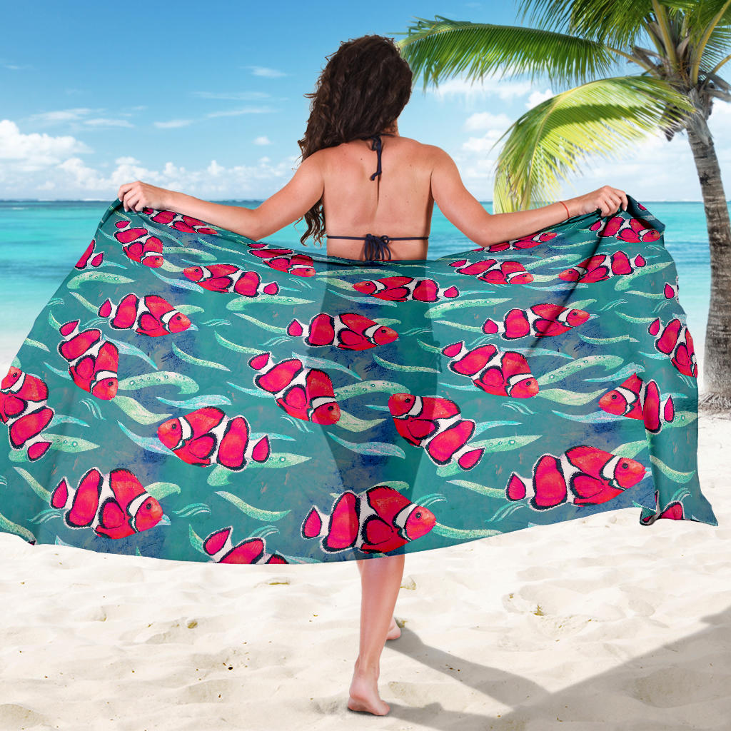 Clownfish Pattern Print Design 02 Sarong Pareo Wrap