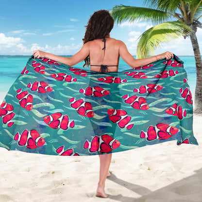 Clownfish Pattern Print Design 02 Sarong Pareo Wrap