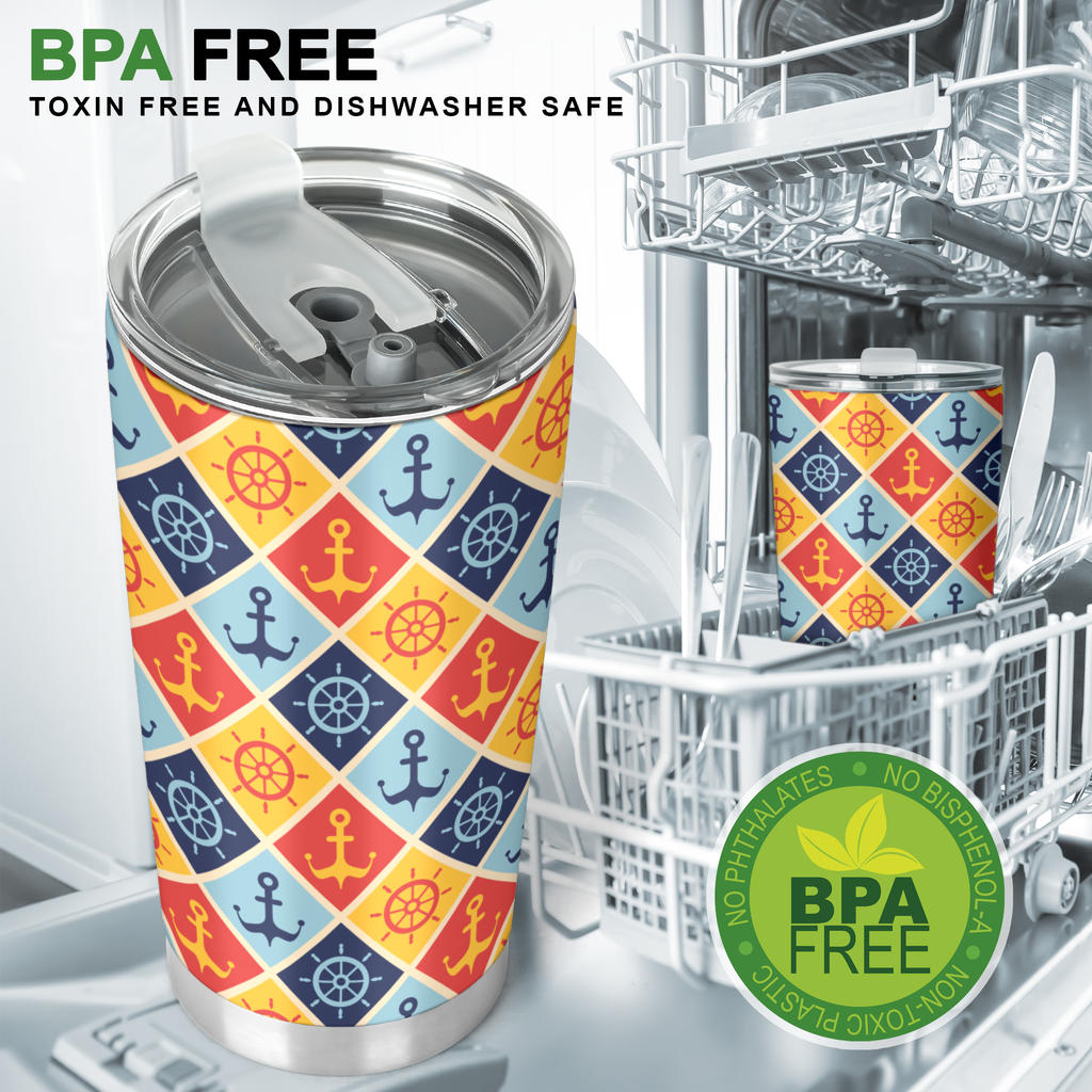 Nautical Pattern Design Themed Print Tumbler