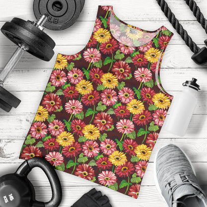 Daisy Gerbera Print Pattern Men Tank Top