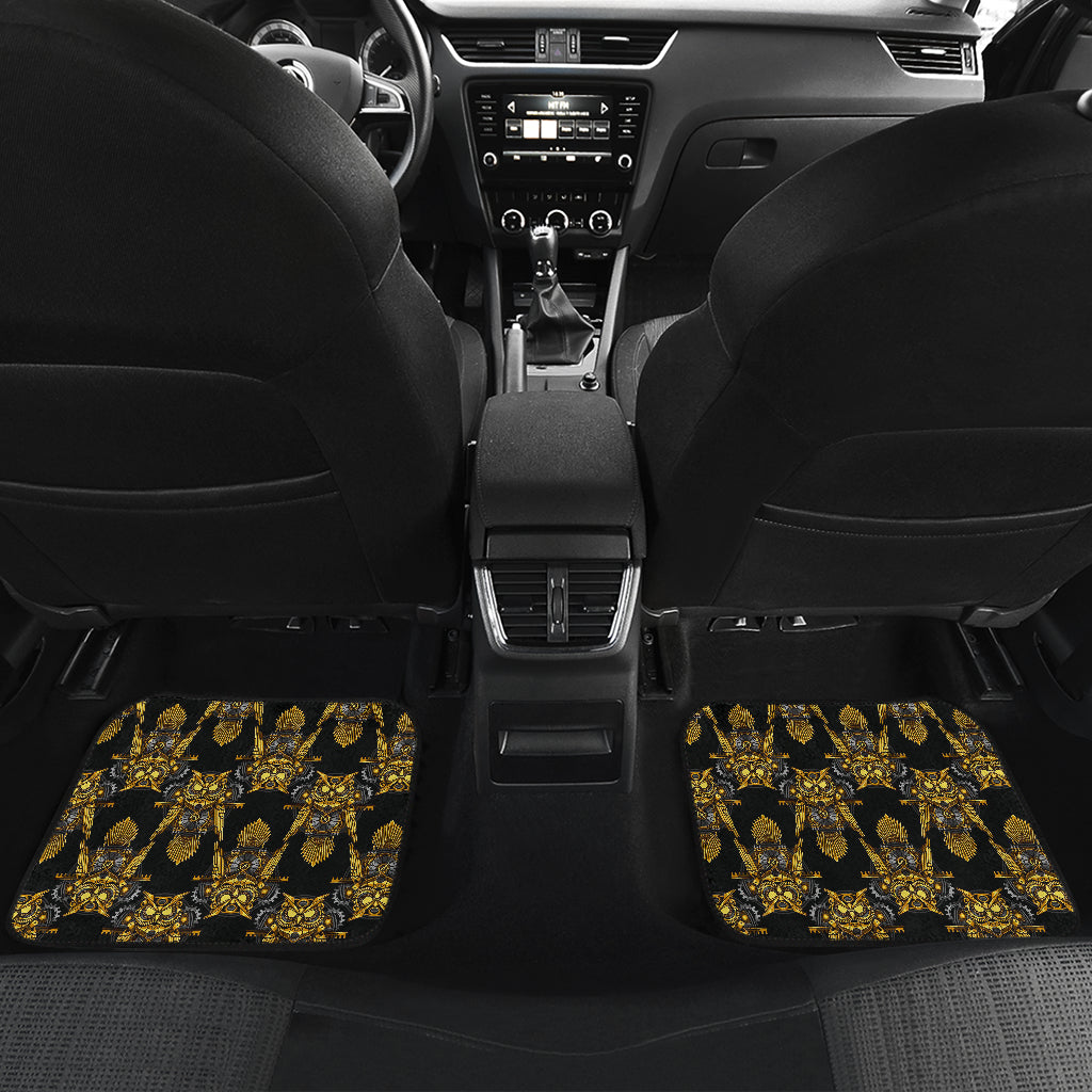 Steampunk Gold Owl Design Themed Print Car Floor Mats Front Back