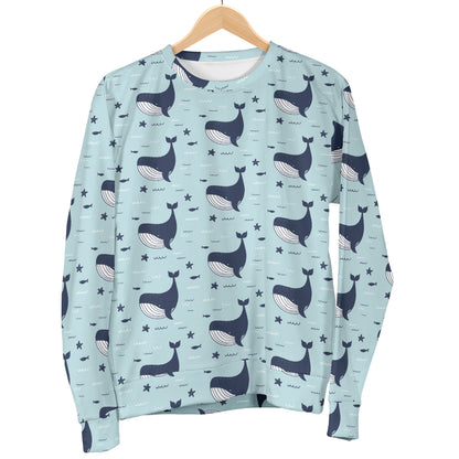 Whale Cute Design Themed Print Men Long Sleeve Sweatshirt