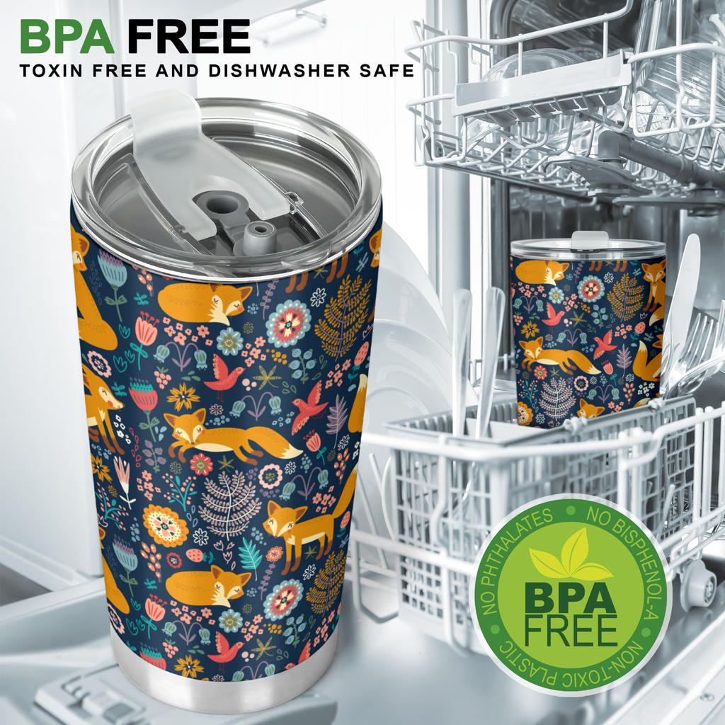 Fox Cute Jungle Print Pattern Tumbler