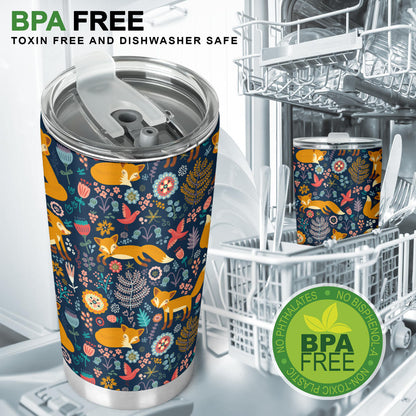 Fox Cute Jungle Print Pattern Tumbler