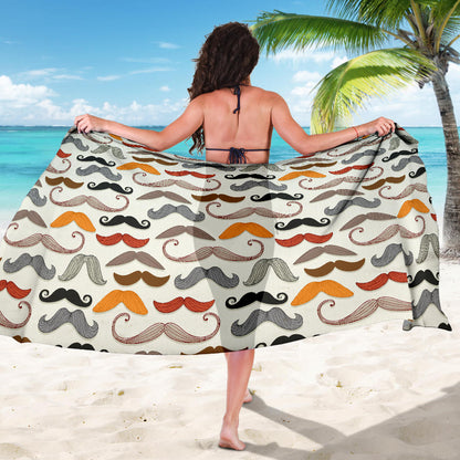 Mustache Pattern Print Design A02 Sarong Pareo Wrap
