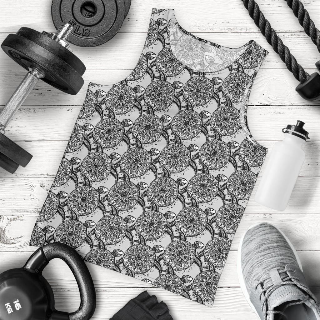 Tribal Turtle Polynesian Themed Print Men Tank Top