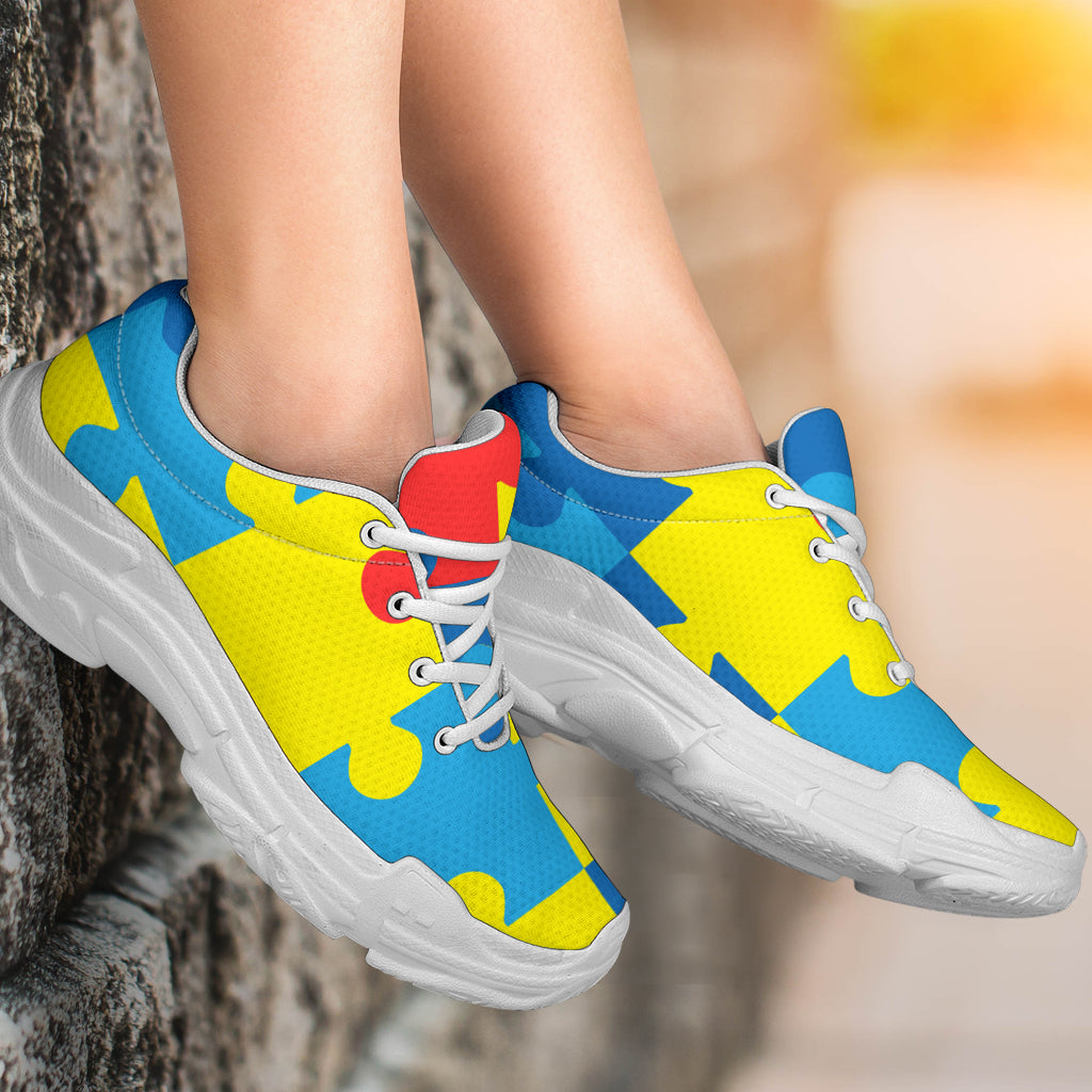 Autism Awareness Puzzles Design Print Chunky Sneakers