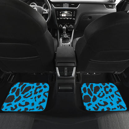 Cheetah Blue Print Pattern Car Floor Mats Front Back