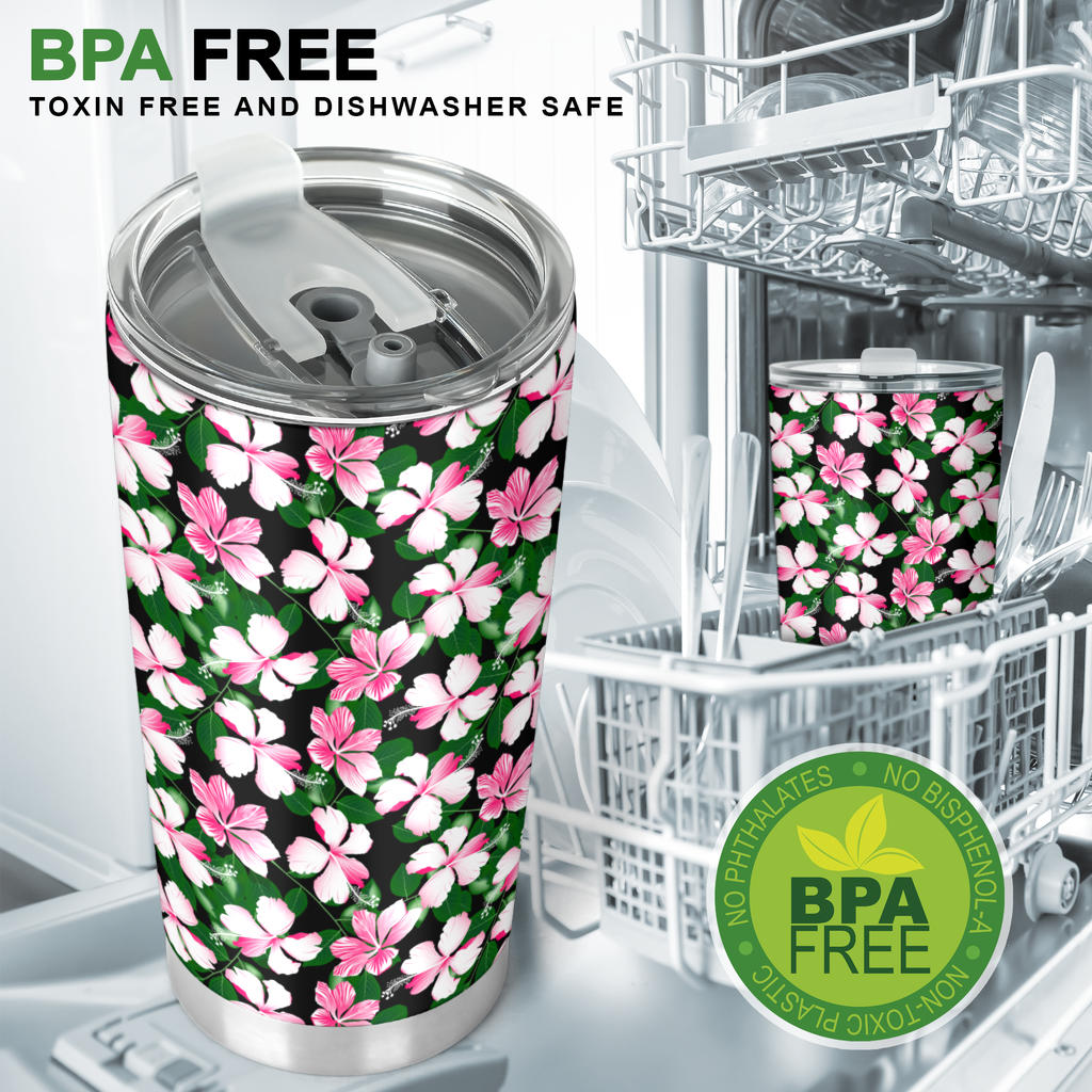 Hibiscus Pink Flower Hawaiian Print Tumbler
