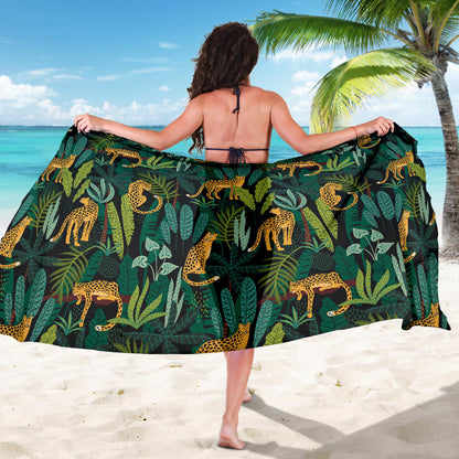 Jaguar Jungle Pattern Print Design 03 Sarong Pareo Wrap