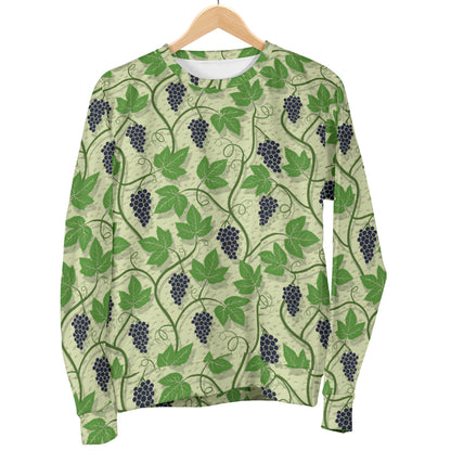 Wine Grape Thmed Print Men Long Sleeve Sweatshirt