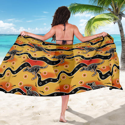Kangaroos Aboriginal Pattern Print Design 06 Sarong Pareo Wrap