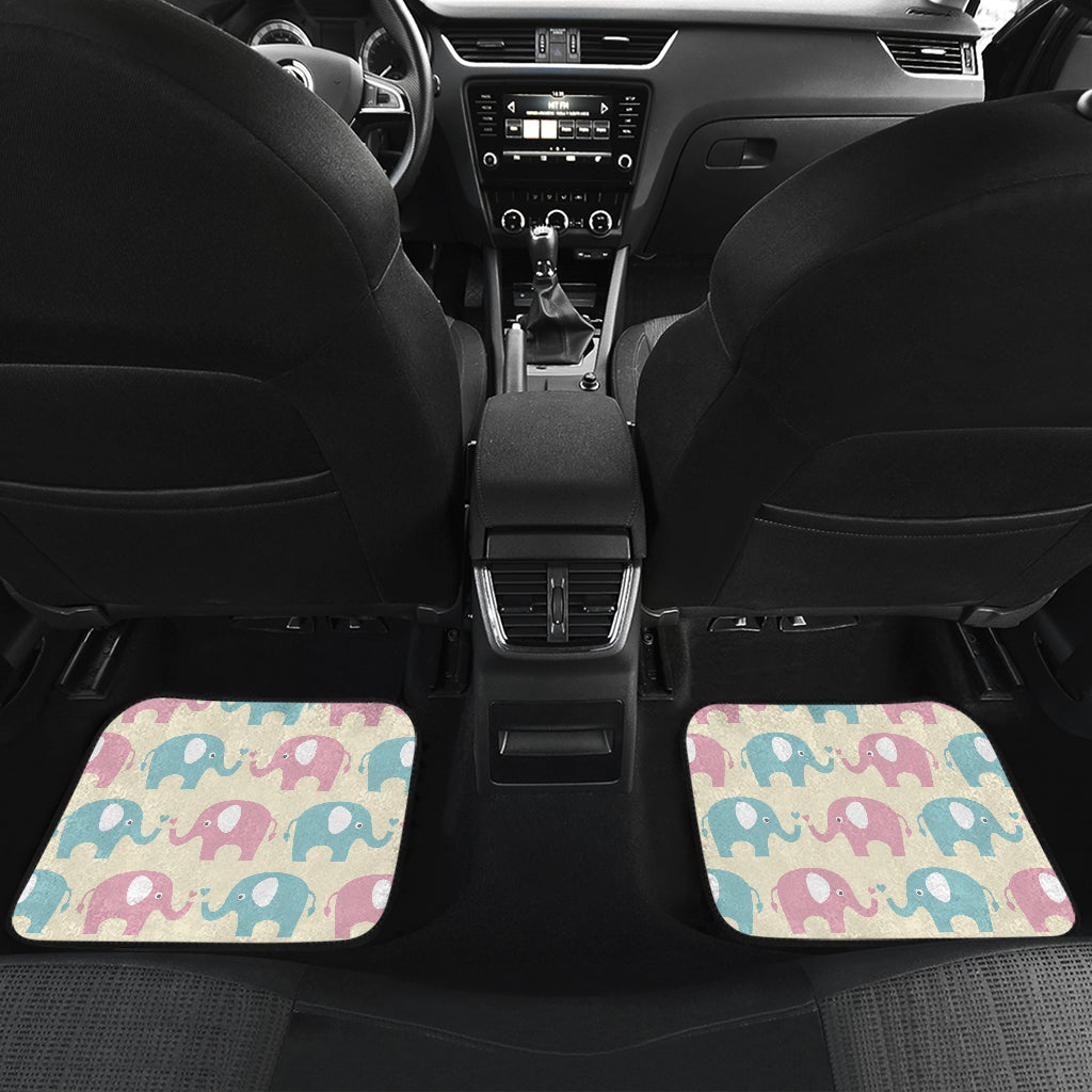 Elephant Baby Pastel Print Pattern Car Floor Mats Front Back