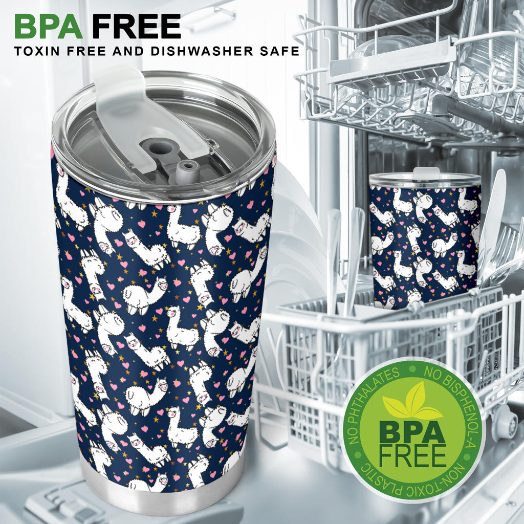 Alpaca Heart Star Design Themed Print Tumbler