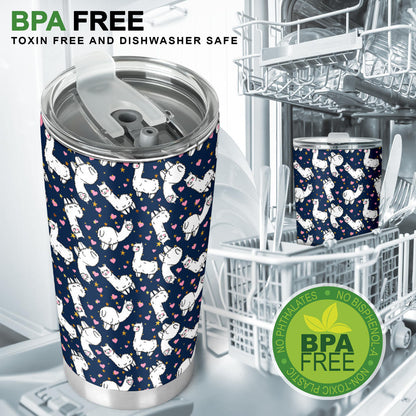 Alpaca Heart Star Design Themed Print Tumbler