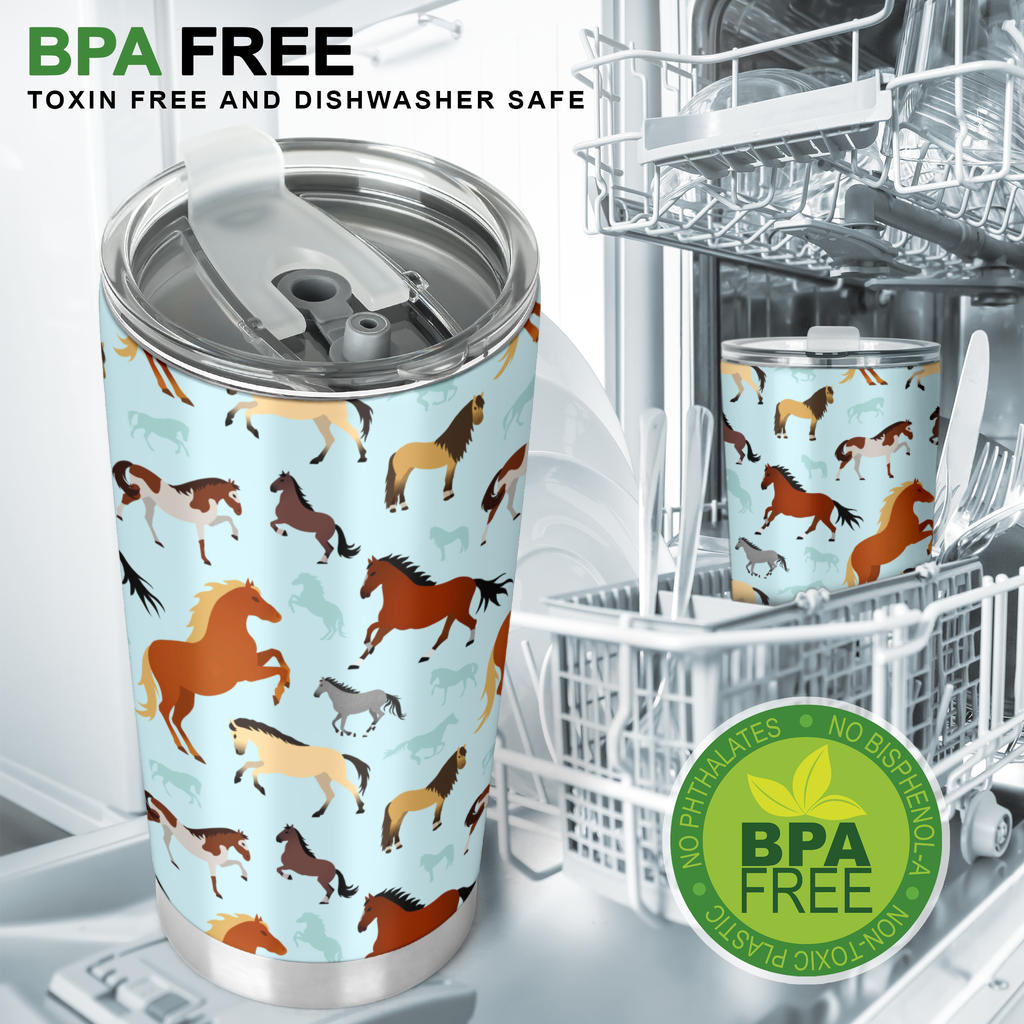 Horse Cute Themed Pattern Print Tumbler