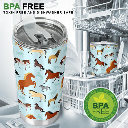 Horse Cute Themed Pattern Print Tumbler