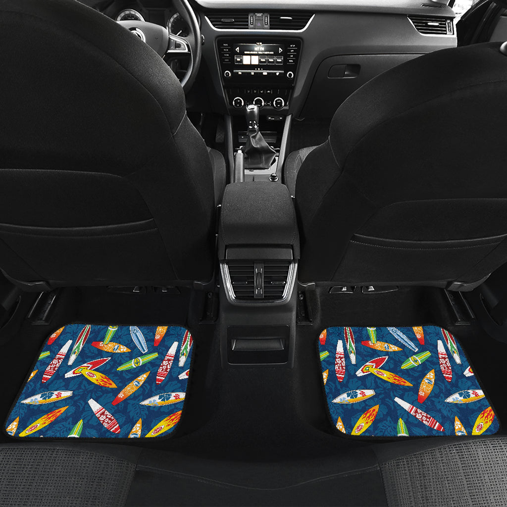 Surfboard Pattern Print Car Floor Mats Front Back