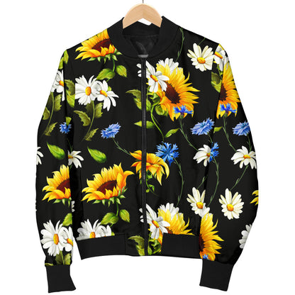 Sunflower Chamomile Bright Color Print  Men Bomber Jacket