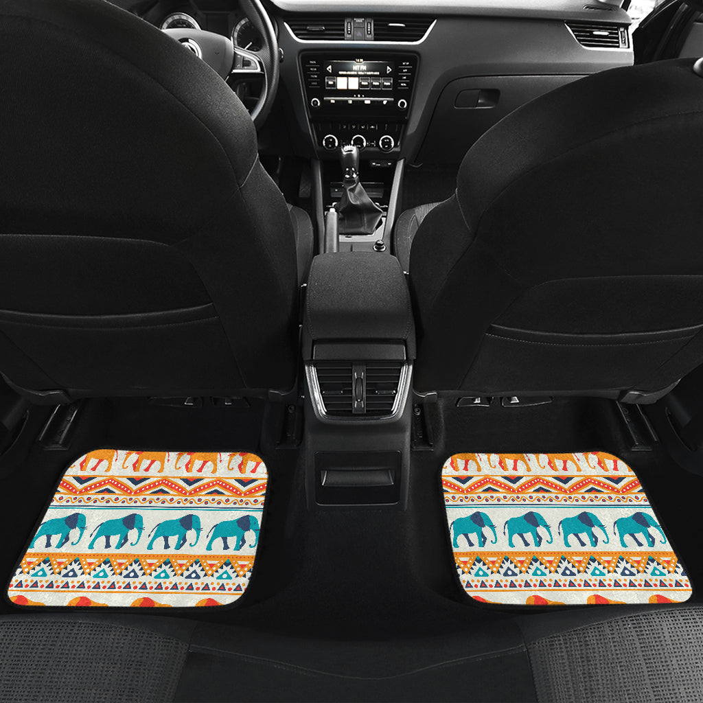 Elephant Aztec Ethnic Print Pattern Car Floor Mats Front Back