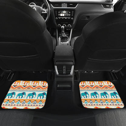 Elephant Aztec Ethnic Print Pattern Car Floor Mats Front Back