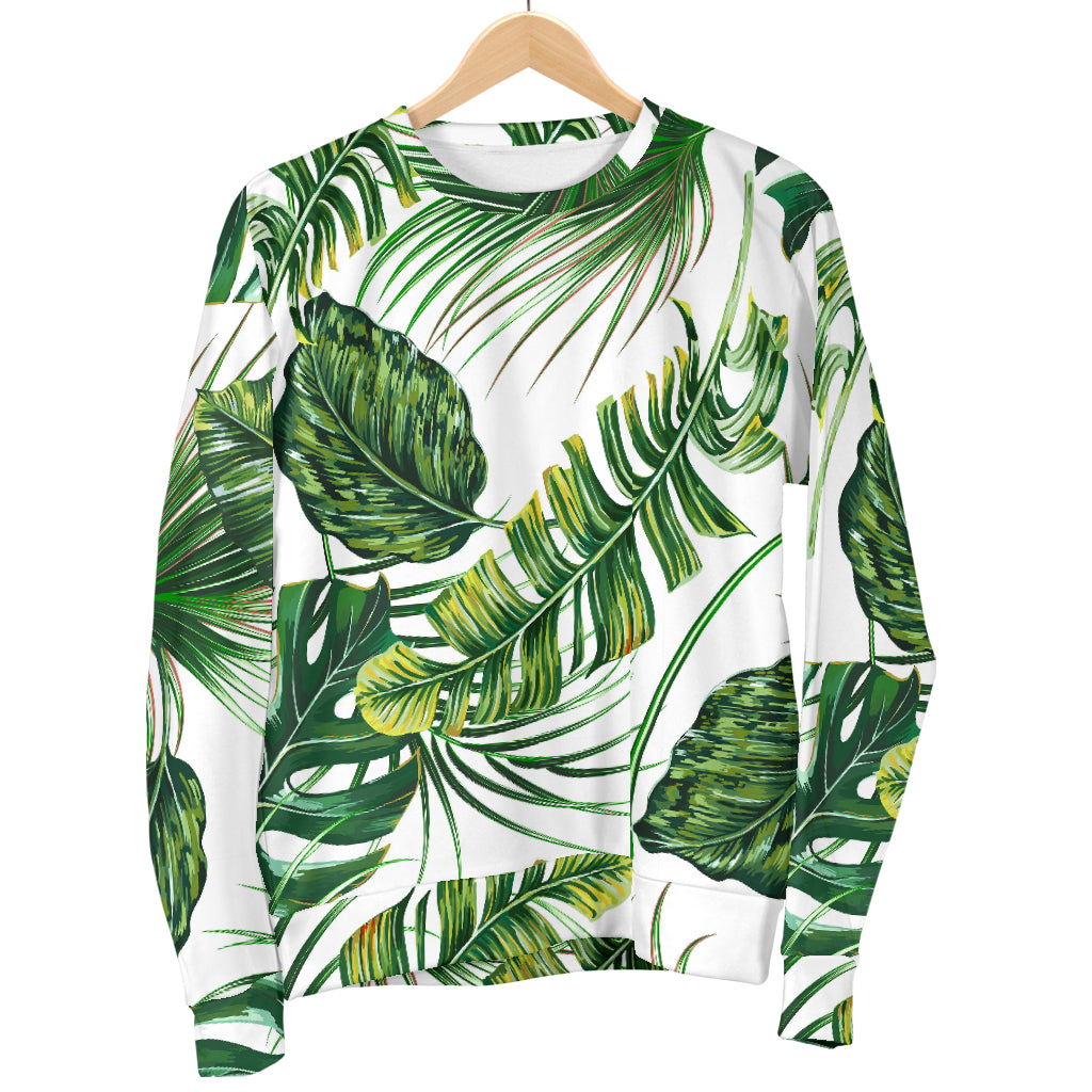 Green Pattern Tropical Palm Leaves Women Long Sleeve Sweatshirt