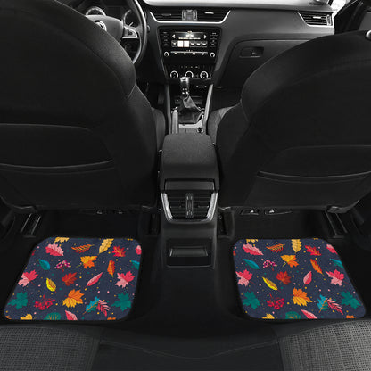 Elm Leave Colorful Print Pattern Car Floor Mats Front Back