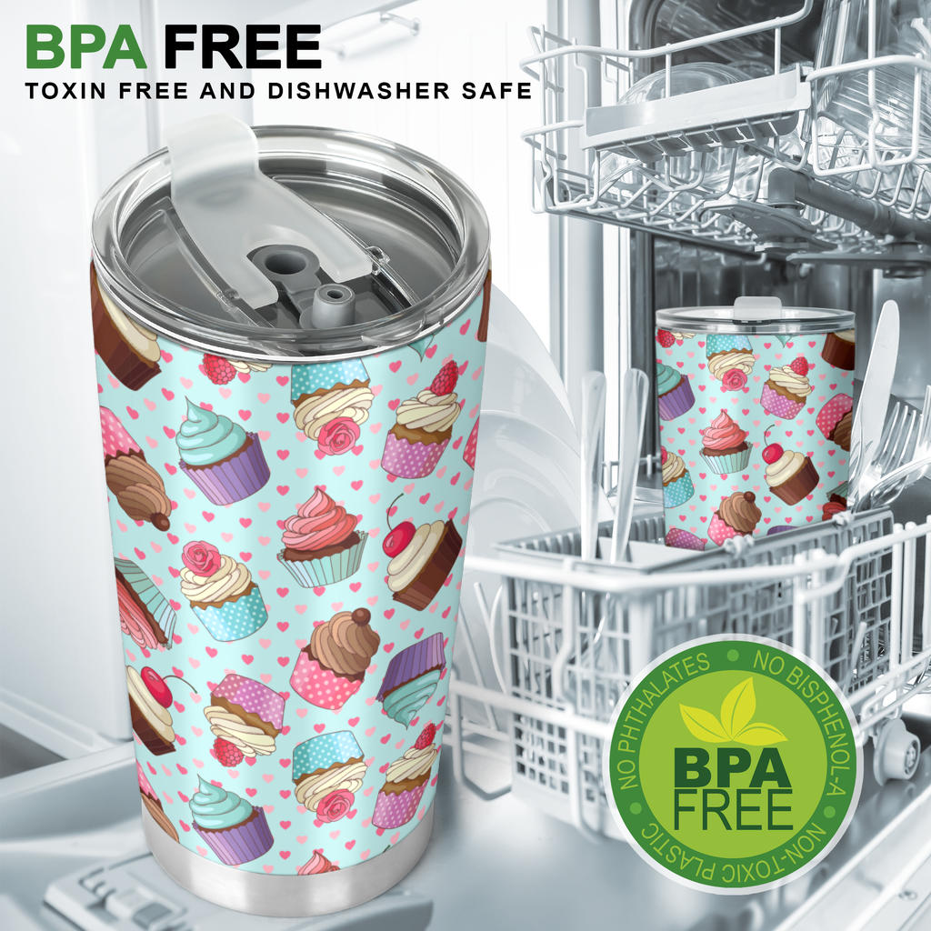 Cupcakes Fancy Heart Print Pattern Tumbler