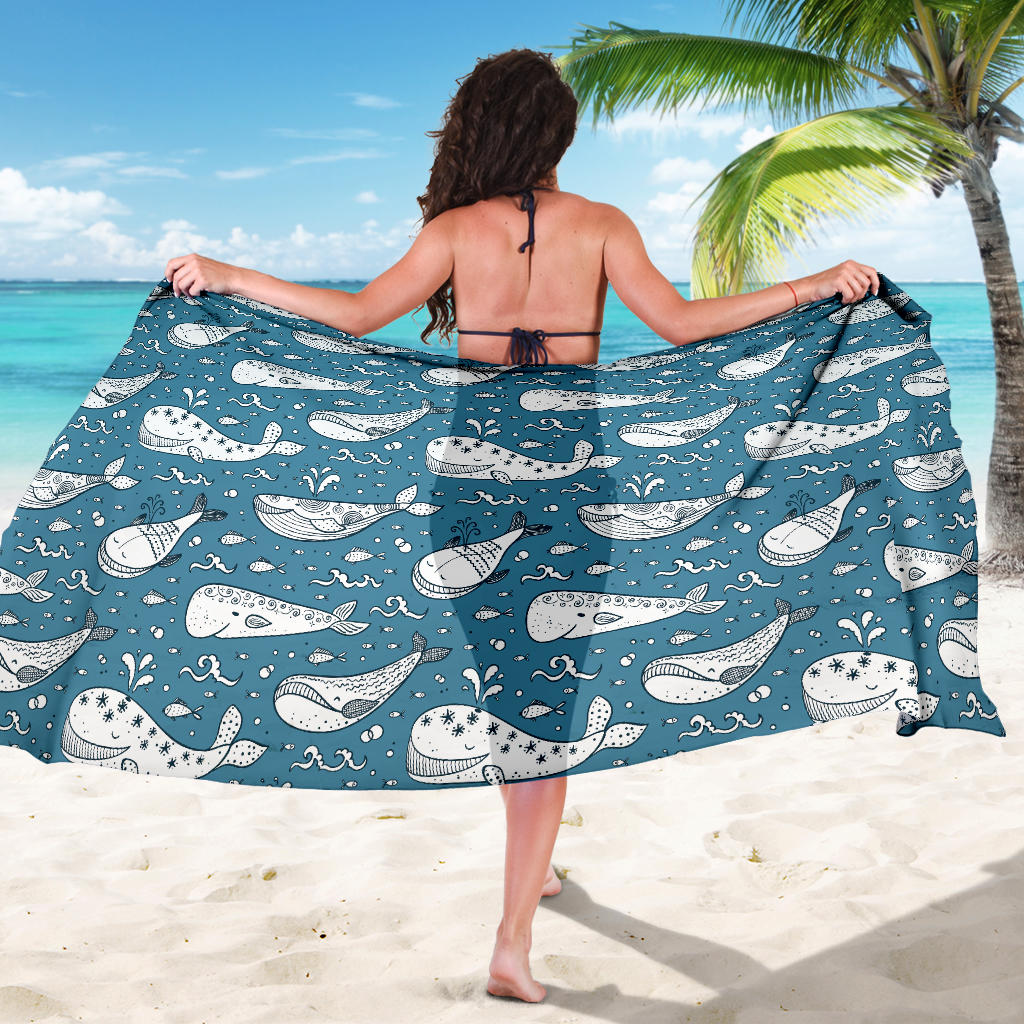 Humpback Whale Pattern Print Design 03 Sarong Pareo Wrap