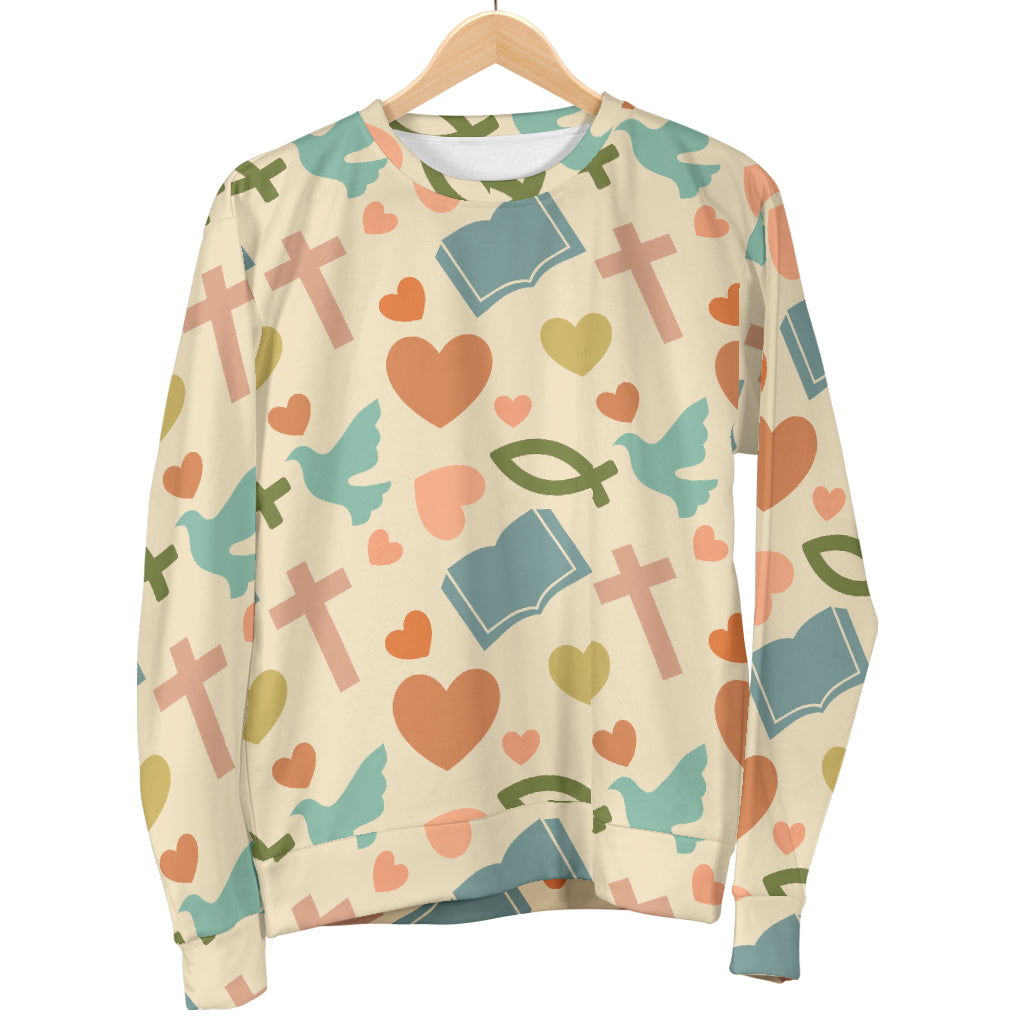 Christian Symbol Pattern Men Long Sleeve Sweatshirt