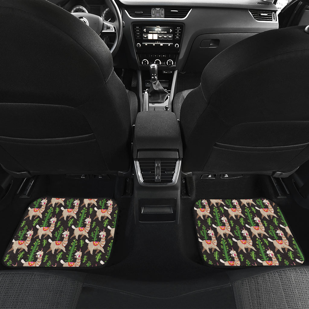 Alpaca Cactus Design Themed Print Car Floor Mats Front Back