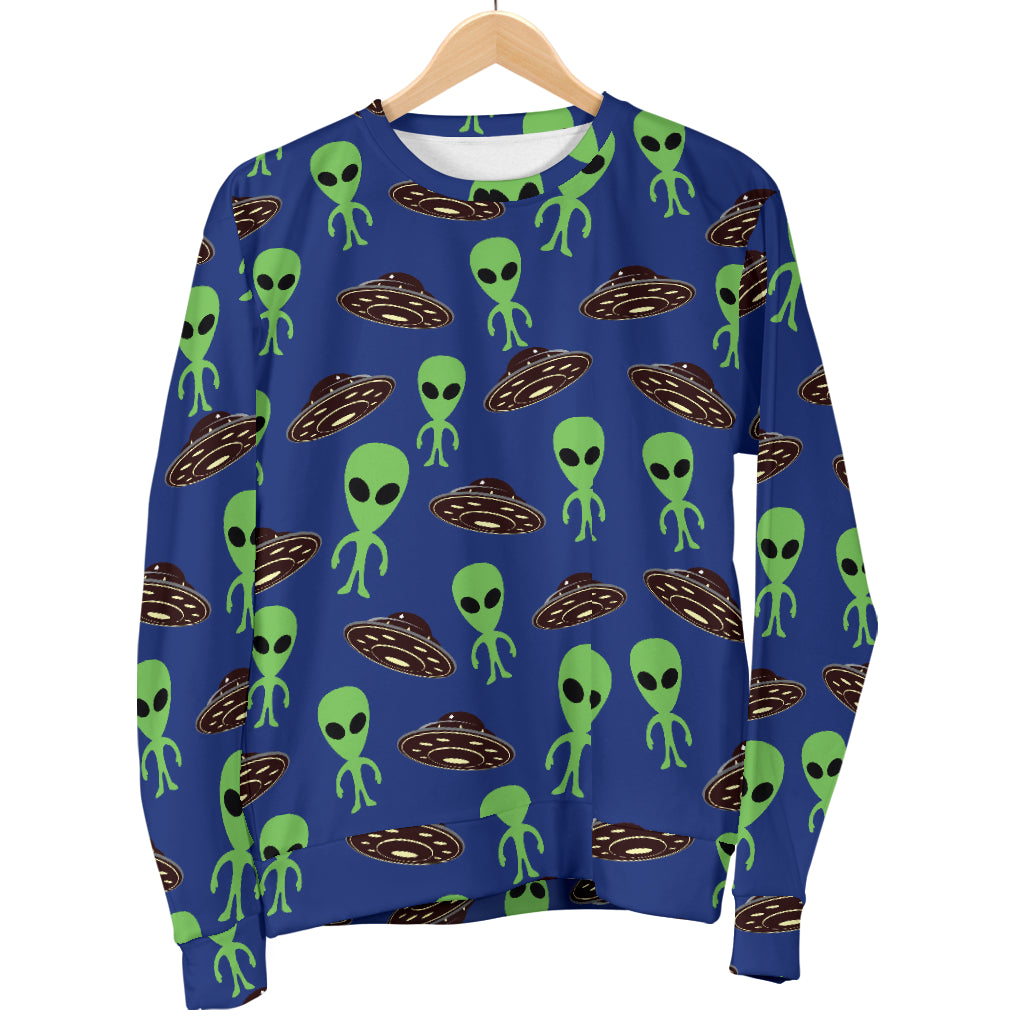 Alien Green UFO Pattern Men Long Sleeve Sweatshirt