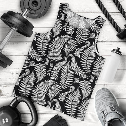 Fern Leave Black White Print Pattern Men Tank Top