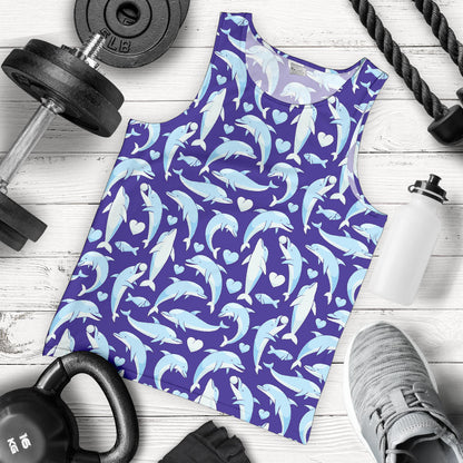 Dolphin Smile Print Pattern Men Tank Top