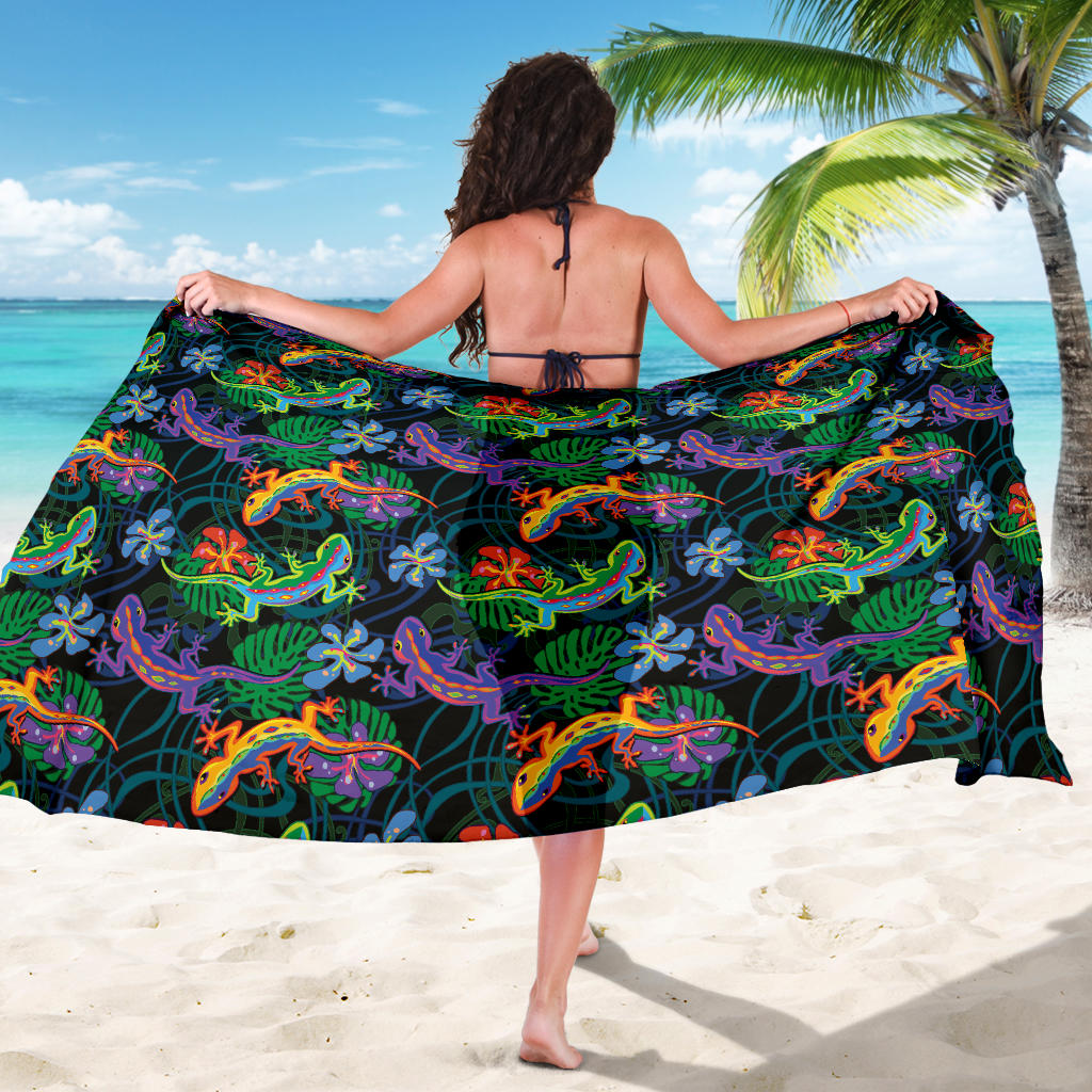 Gecko Colorful Pattern Print Design 01 Sarong Pareo Wrap