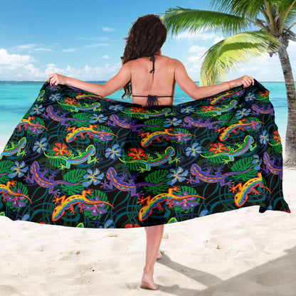 Gecko Colorful Pattern Print Design 01 Sarong Pareo Wrap