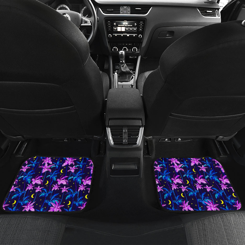 Palm Tree Night Scene Design Print Car Floor Mats Front Back