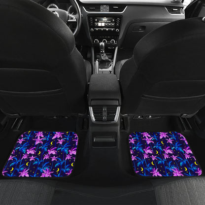 Palm Tree Night Scene Design Print Car Floor Mats Front Back