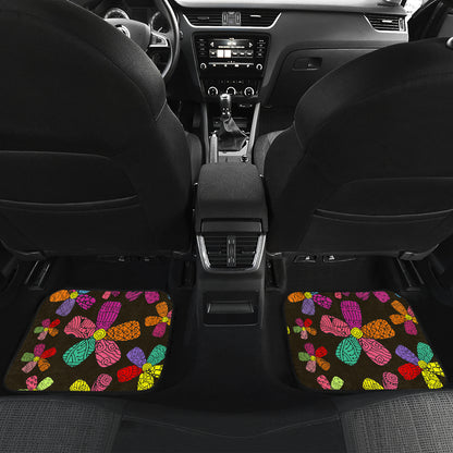 Flower Power Colorful Print Pattern Car Floor Mats Front Back